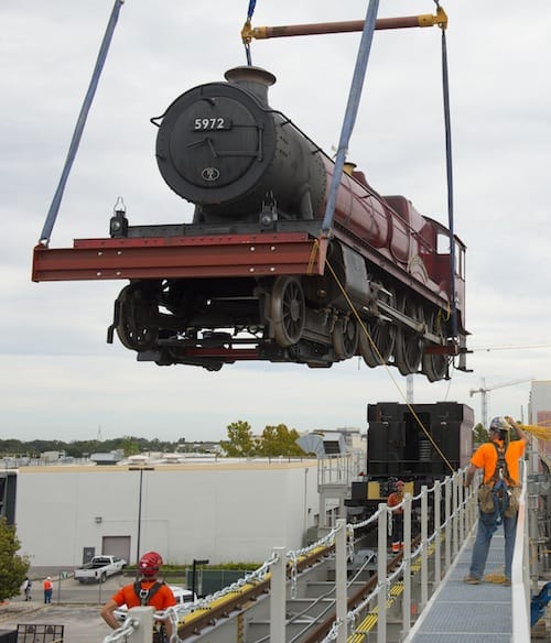 The Hogwarts Express has arrived at Universal Orlando Resort.  Today, October, 24, 2013, Universal Orlando placed the iconic locomotive and train tender on the tracks between the two theme parks.