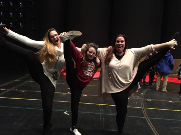 My daughters and I on stage (because, when else do you have the chance to stand on stage where the Rockettes perform each day?).